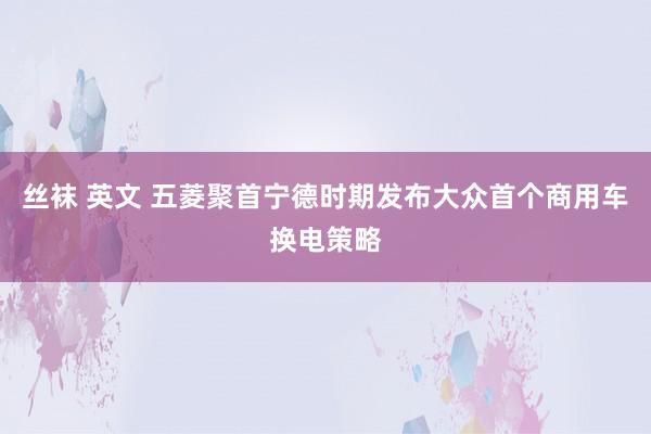 丝袜 英文 五菱聚首宁德时期发布大众首个商用车换电策略