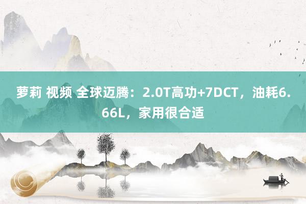 萝莉 视频 全球迈腾：2.0T高功+7DCT，油耗6.66L，家用很合适