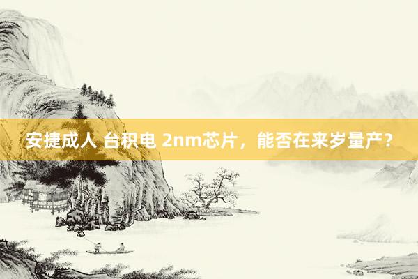 安捷成人 台积电 2nm芯片，能否在来岁量产？