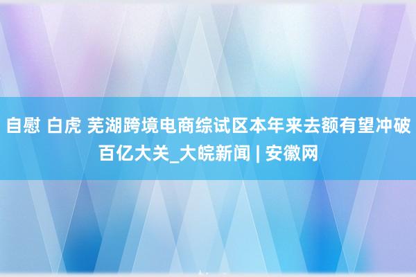 自慰 白虎 芜湖跨境电商综试区本年来去额有望冲破百亿大关_大皖新闻 | 安徽网