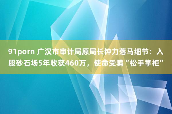 91porn 广汉市审计局原局长钟力落马细节：入股砂石场5年收获460万，使命受骗“松手掌柜”