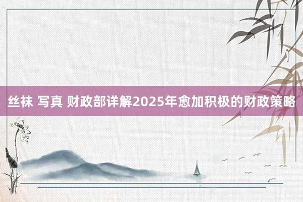丝袜 写真 财政部详解2025年愈加积极的财政策略