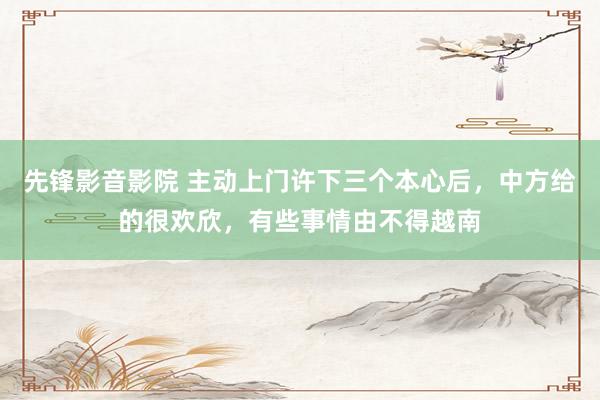 先锋影音影院 主动上门许下三个本心后，中方给的很欢欣，有些事情由不得越南