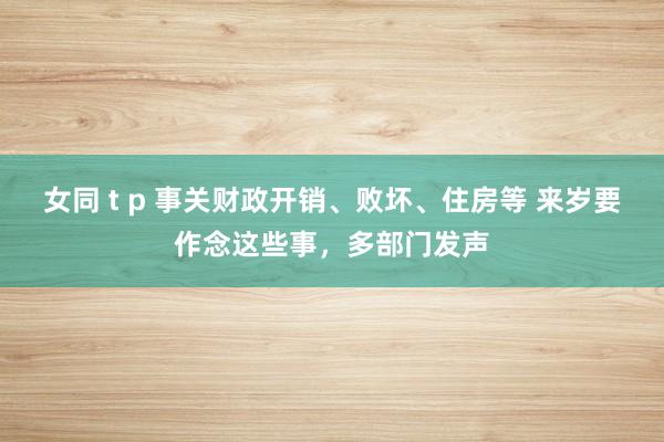 女同 t p 事关财政开销、败坏、住房等 来岁要作念这些事，多部门发声