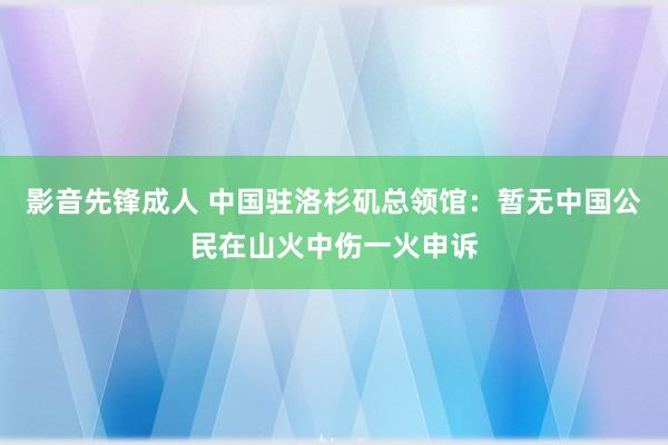 影音先锋成人 中国驻洛杉矶总领馆：暂无中国公民在山火中伤一火申诉