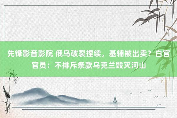 先锋影音影院 俄乌破裂捏续，基辅被出卖？白宫官员：不排斥条款乌克兰毁灭河山