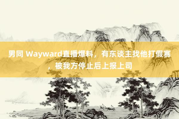 男同 Wayward直播爆料，有东谈主找他打假赛，被我方停止后上报上司