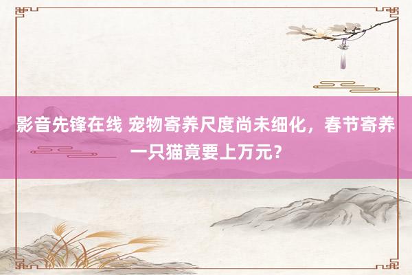 影音先锋在线 宠物寄养尺度尚未细化，春节寄养一只猫竟要上万元？