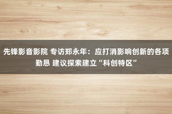 先锋影音影院 专访郑永年：应打消影响创新的各项勤恳 建议探索建立“科创特区”
