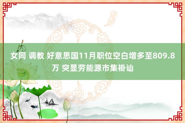 女同 调教 好意思国11月职位空白增多至809.8万 突显劳能源市集褂讪
