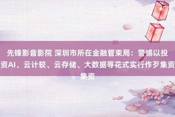 先锋影音影院 深圳市所在金融管束局：警惕以投资AI、云计较、云存储、大数据等花式实行作歹集资