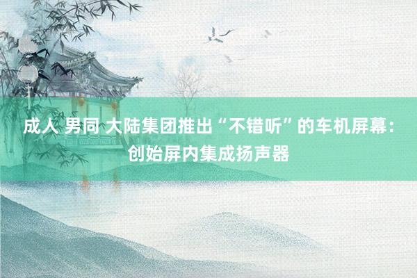 成人 男同 大陆集团推出“不错听”的车机屏幕：创始屏内集成扬声器