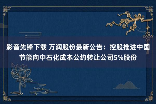 影音先锋下载 万润股份最新公告：控股推进中国节能向中石化成本公约转让公司5%股份