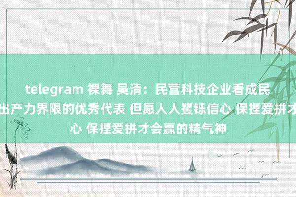 telegram 裸舞 吴清：民营科技企业看成民营经济和新质出产力界限的优秀代表 但愿人人矍铄信心 保捏爱拼才会赢的精气神