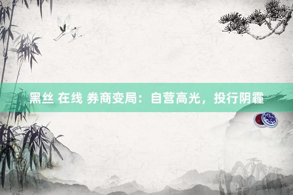 黑丝 在线 券商变局：自营高光，投行阴霾