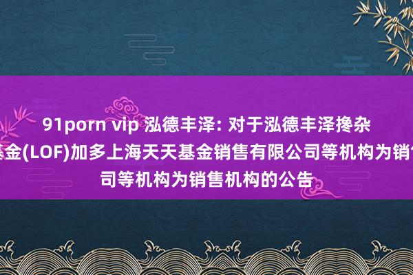 91porn vip 泓德丰泽: 对于泓德丰泽搀杂型证券投资基金(LOF)加多上海天天基金销售有限公司等机构为销售机构的公告