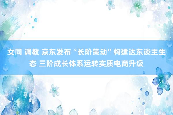 女同 调教 京东发布“长阶策动”构建达东谈主生态 三阶成长体系运转实质电商升级