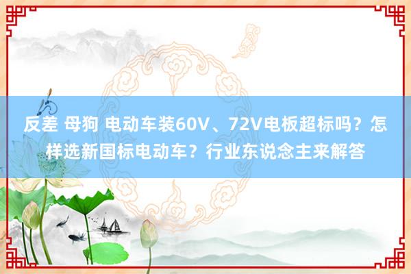 反差 母狗 电动车装60V、72V电板超标吗？怎样选新国标电动车？行业东说念主来解答