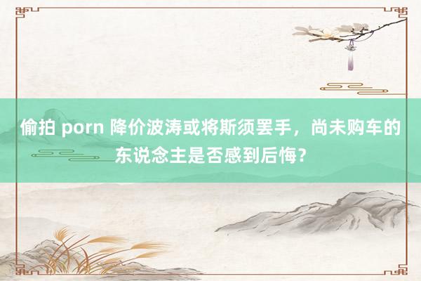 偷拍 porn 降价波涛或将斯须罢手，尚未购车的东说念主是否感到后悔？