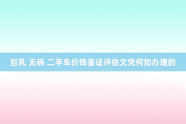 巨乳 无码 二手车价钱鉴证评估文凭何如办理的