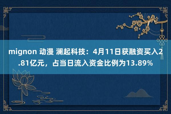 mignon 动漫 澜起科技：4月11日获融资买入2.81亿元，占当日流入资金比例为13.89%