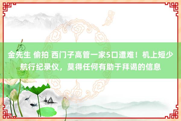 金先生 偷拍 西门子高管一家5口遭难！机上短少航行纪录仪，莫得任何有助于拜谒的信息