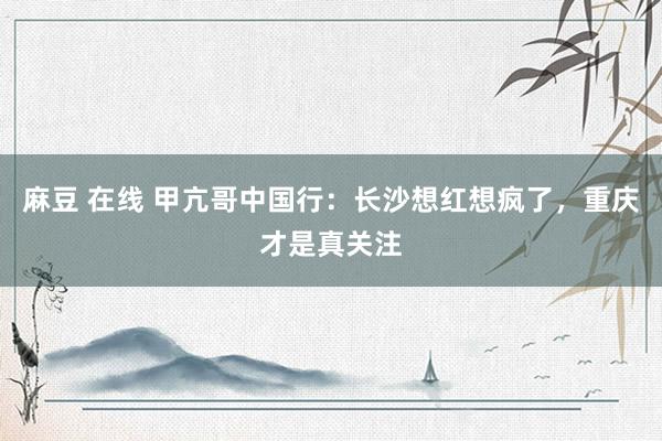 麻豆 在线 甲亢哥中国行：长沙想红想疯了，重庆才是真关注