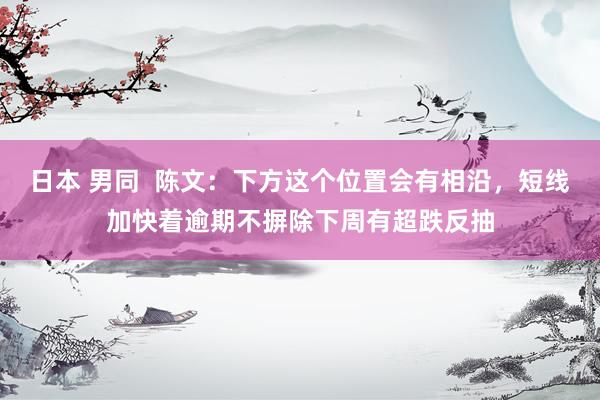 日本 男同  陈文：下方这个位置会有相沿，短线加快着逾期不摒除下周有超跌反抽