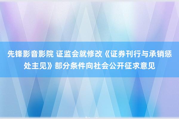 先锋影音影院 证监会就修改《证券刊行与承销惩处主见》部分条件向社会公开征求意见